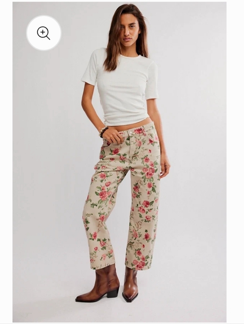 NWT 29 Free People Deep Trance Floral Boyfriend Jean